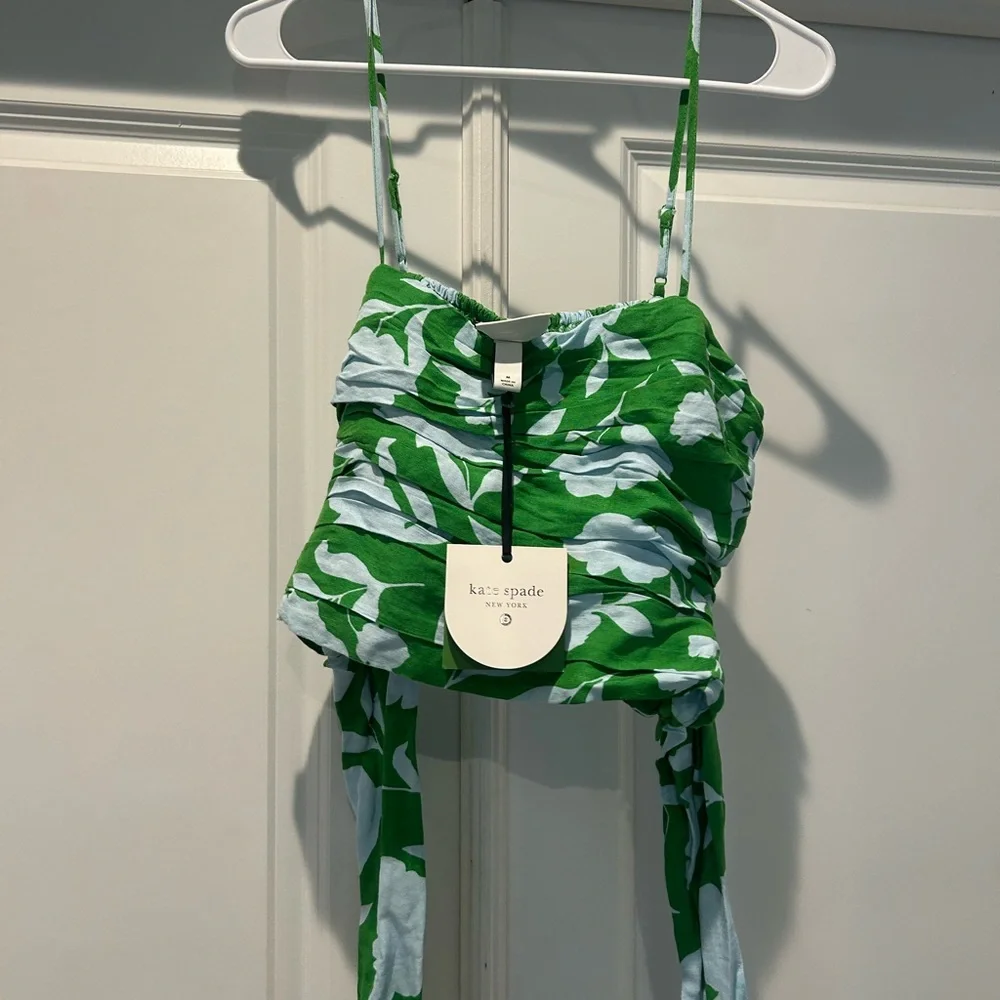 Kate Spade Green and Light Blue Patterned Blouse - Picture 1 of 6